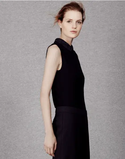 Lace Collar Layering Top Black