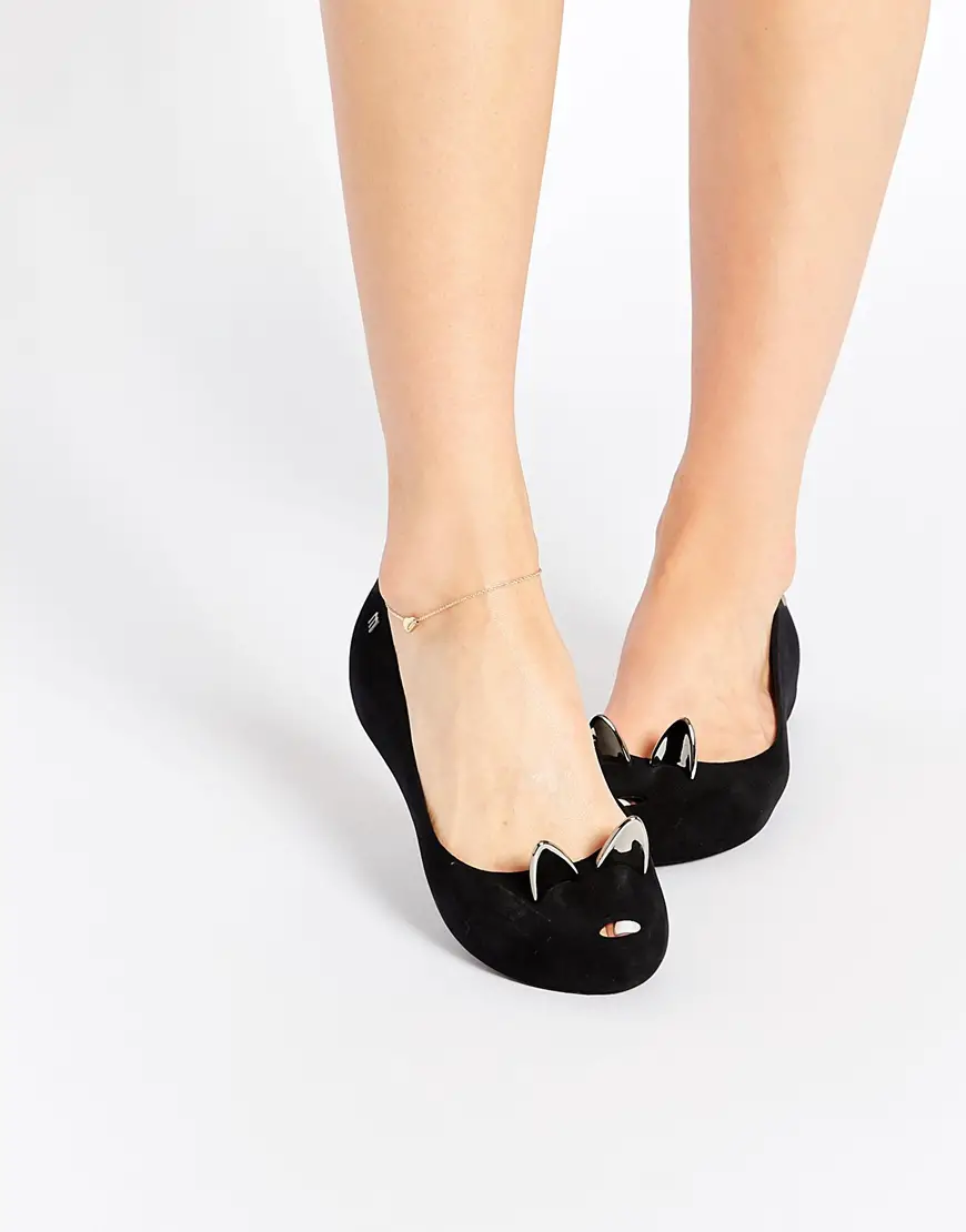 Black Cat Flat Shoes
